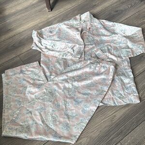 Vintage Amanda Stewart romantic floral pajama set size large baby pink